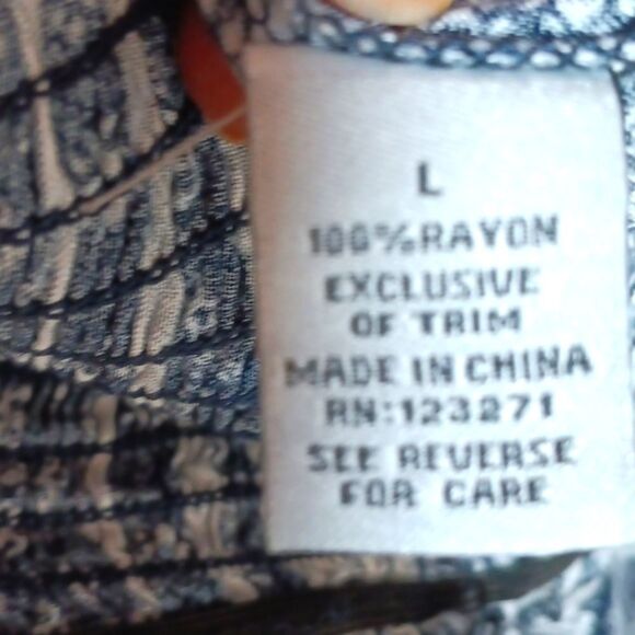 Women's Navy Blue and White Boho Floral  Striped Sleeveless Jumpsuit Sz L - Picture 9 of 9